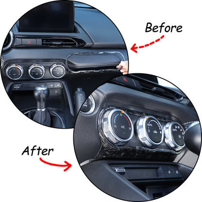 Forged Carbon Fiber Interior Air conditioning knob frame Trim For Mazda MX-5 16+ 14