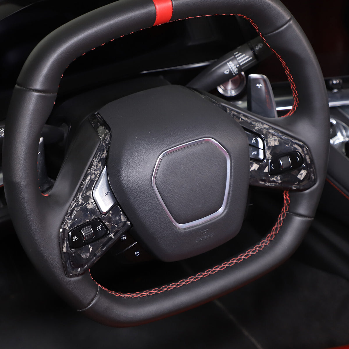 Real Carbon Fiber Steering Wheel Button Trim Cover For Corvette C8 2020-2026 - Variants 1-5 60