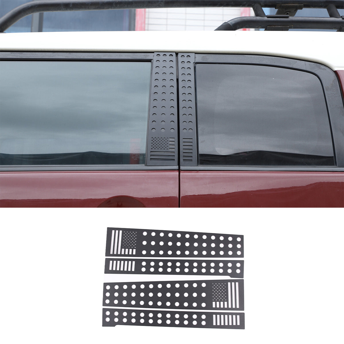 US Flag Alloy Window Center Pillar Trim Panel For Toyota FJ Cruiser 2007-21 6