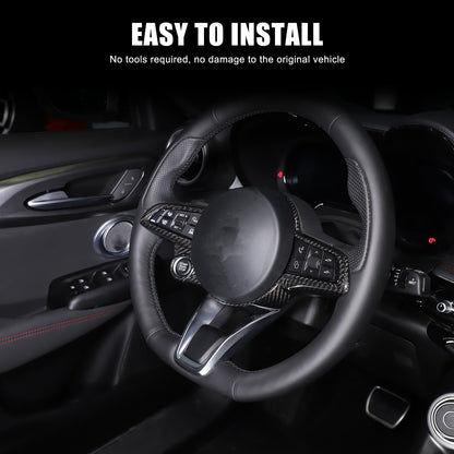 Real Carbon Fiber Steering Wheel Trim Set For Alfa Romeo Giulia/Stelvio 20+ 16