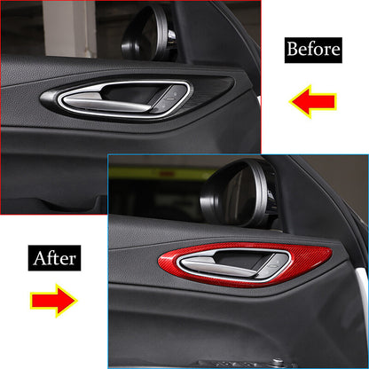 Red Carbon Fiber Style Inner Door Handle Frame Trim For Alfa Romeo Giulia 17-19 12