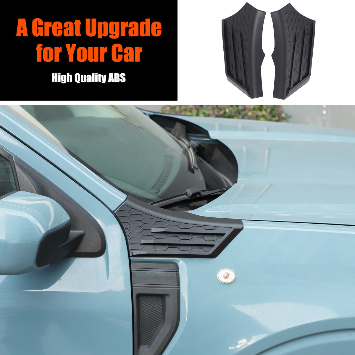 Matte Black ABS Hood Cowl Body Cover Corner Guards Trim For Ford Maverick 22+ US 1
