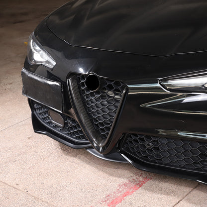 Real Carbon Fiber V-Shape Grille Cover Trim For Alfa Romeo Giulia 2017-2021 10