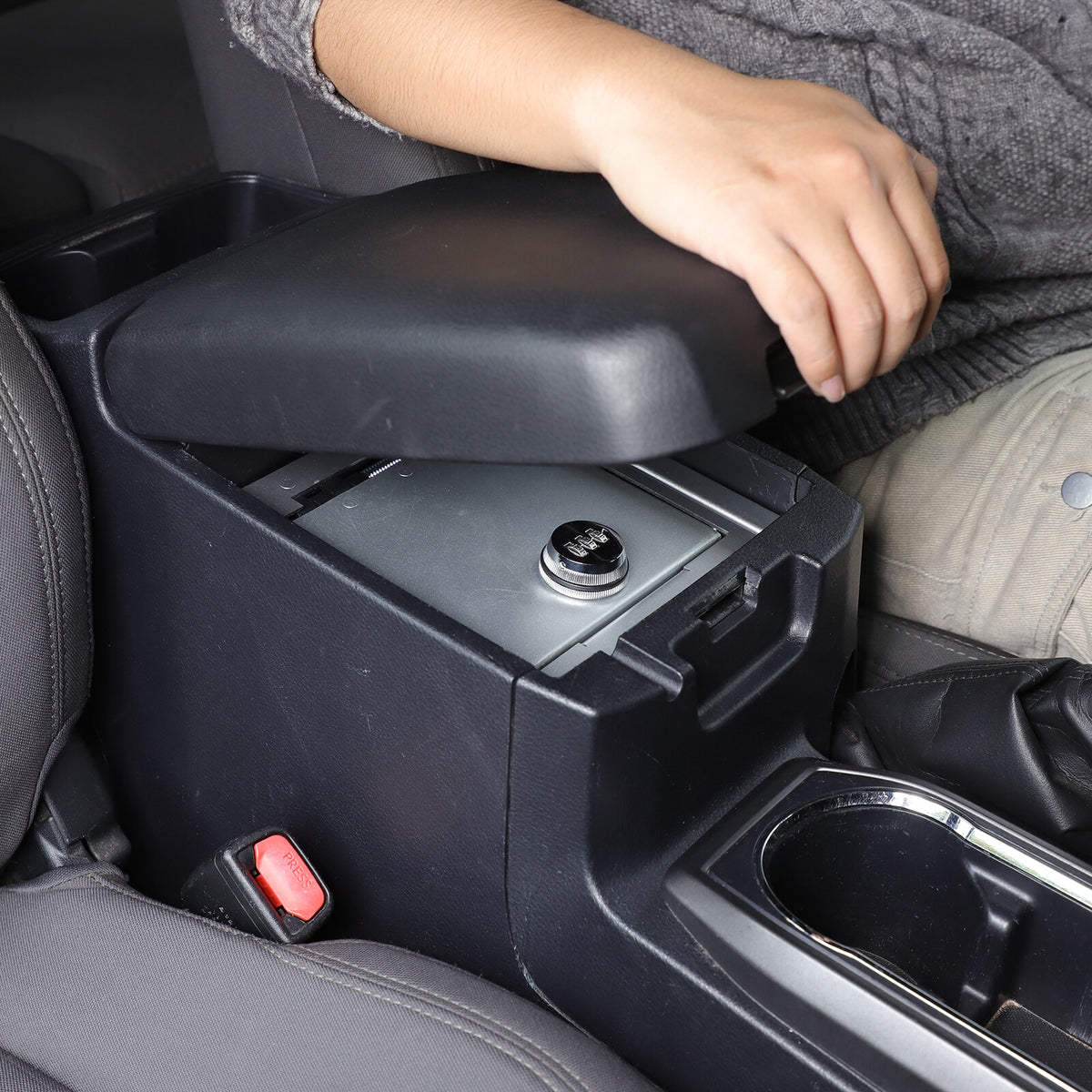 Silver Center Console Safe Armrest Storage Lock Box TRAY For Toyota Tacoma 16-22 13