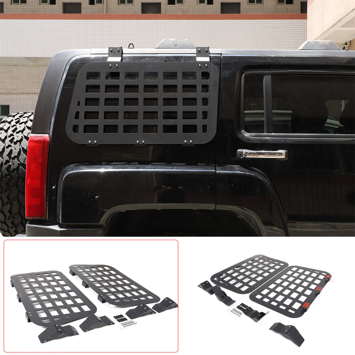 Rear Outer Side Window MOLLE Storage Flank Panel Bracket For Hummer H3 2005-2009 20