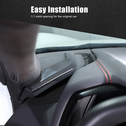 Real Carbon Fiber Dashboard Side Console Pitched Horn Cover For Corvette C8 20+ 14
