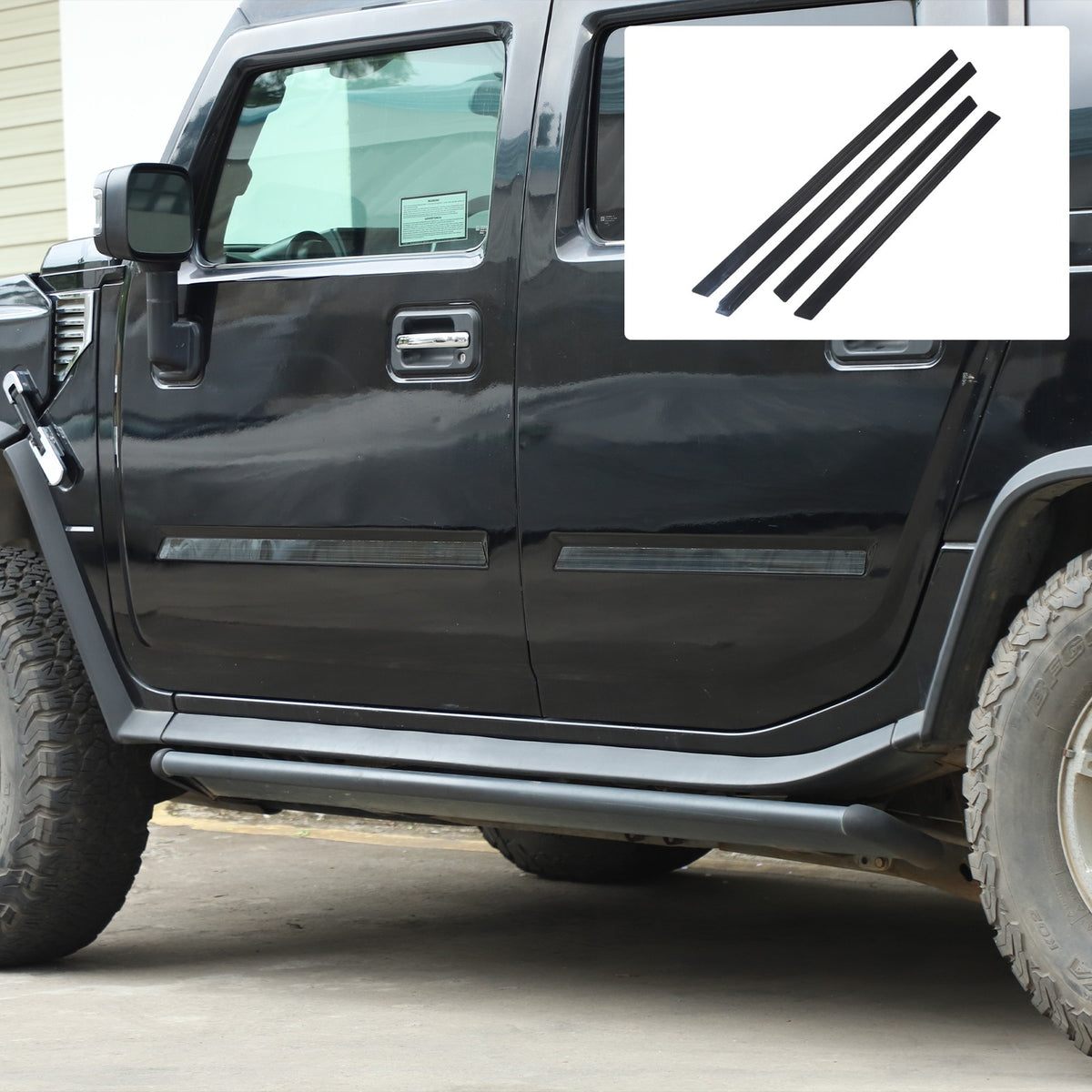 Black Titanium Stainless Steel Body Molding Trim Strips For Hummer H2 2003‑2009 2