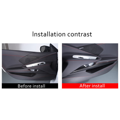 Carbon Fiber ABS Interior Door Panel Cover Trim Frame for Corvette C8 20-26 13