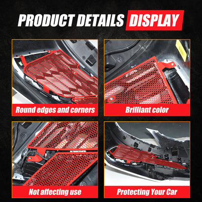Red Steel Front Bumper Grille Mesh Screen Insect Guard For Corvette C8 2020 10