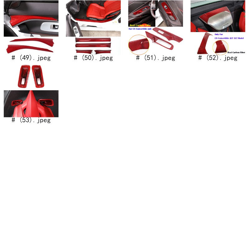 Red Real Carbon Fiber Full Interior Set Decor Trim Kit for Corvette C8 20-25 67