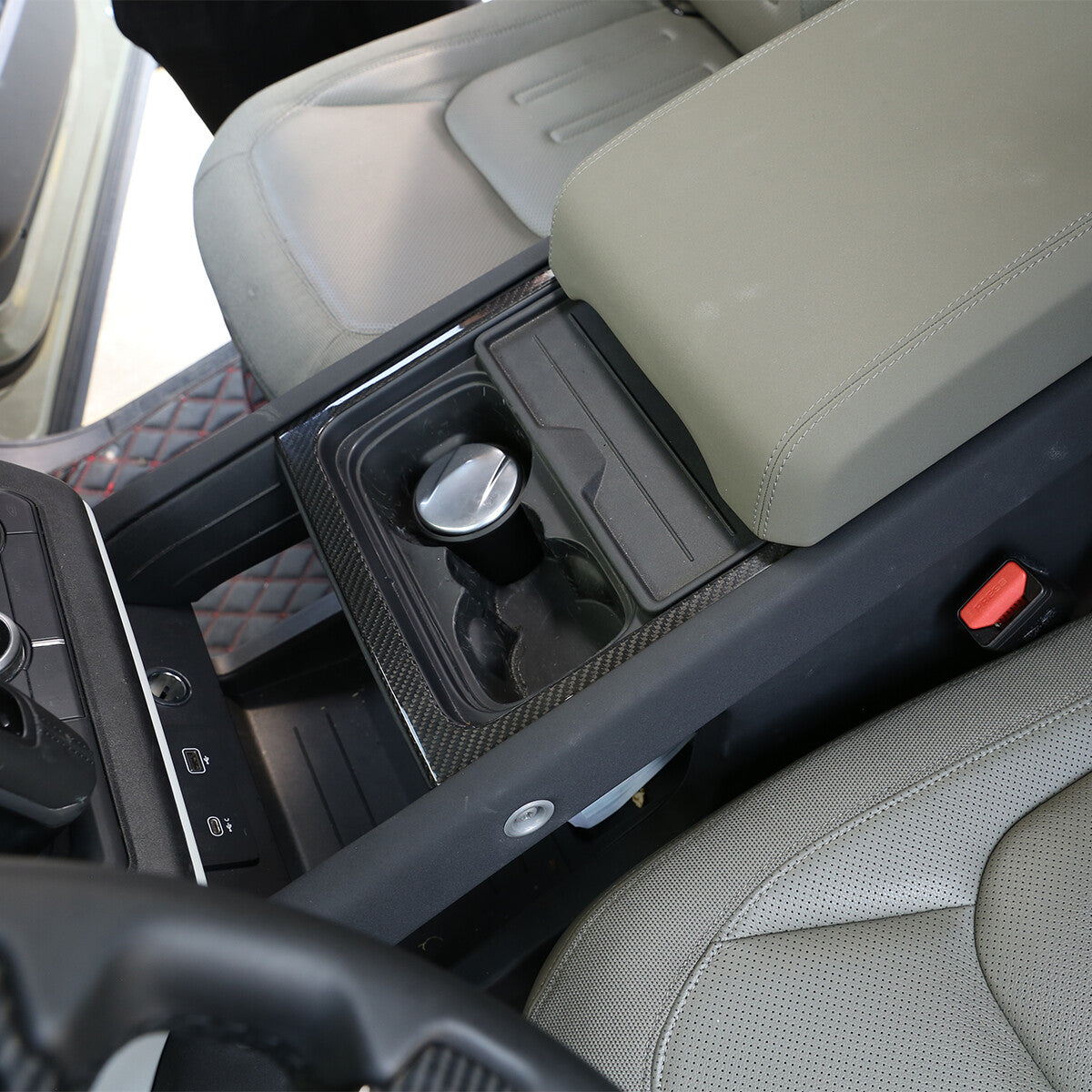 Real Carbon Fiber For LR Defender 110 90 20-24 Cup Holder Panel Frame Trim Cover 12