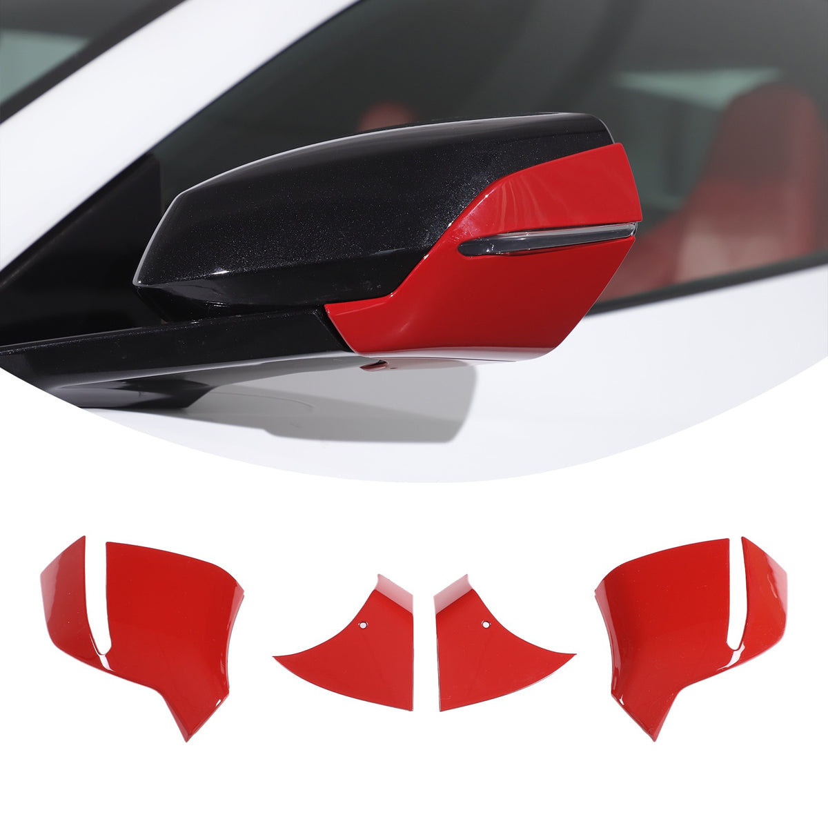 Sport Red ABS Exterior Side Mirror Bottom Cover Trim For Corvette C8 2020+ US 2