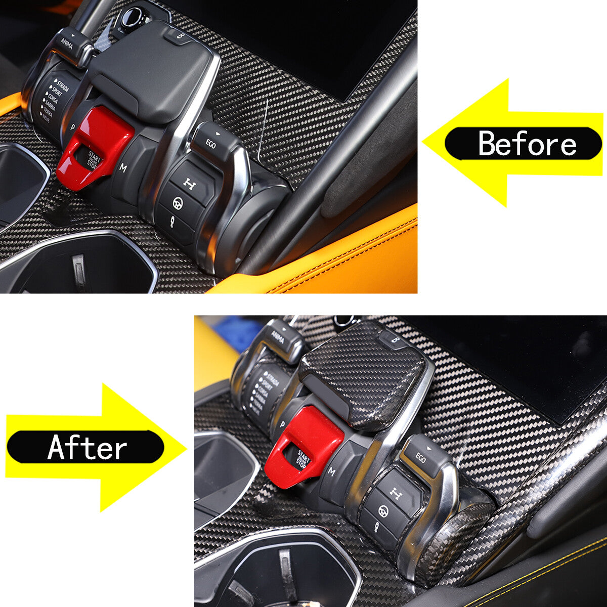 Carbon Fiber Sport Mode Switch Frame Trim Cover For Lamborghini URUS 2018-23 12