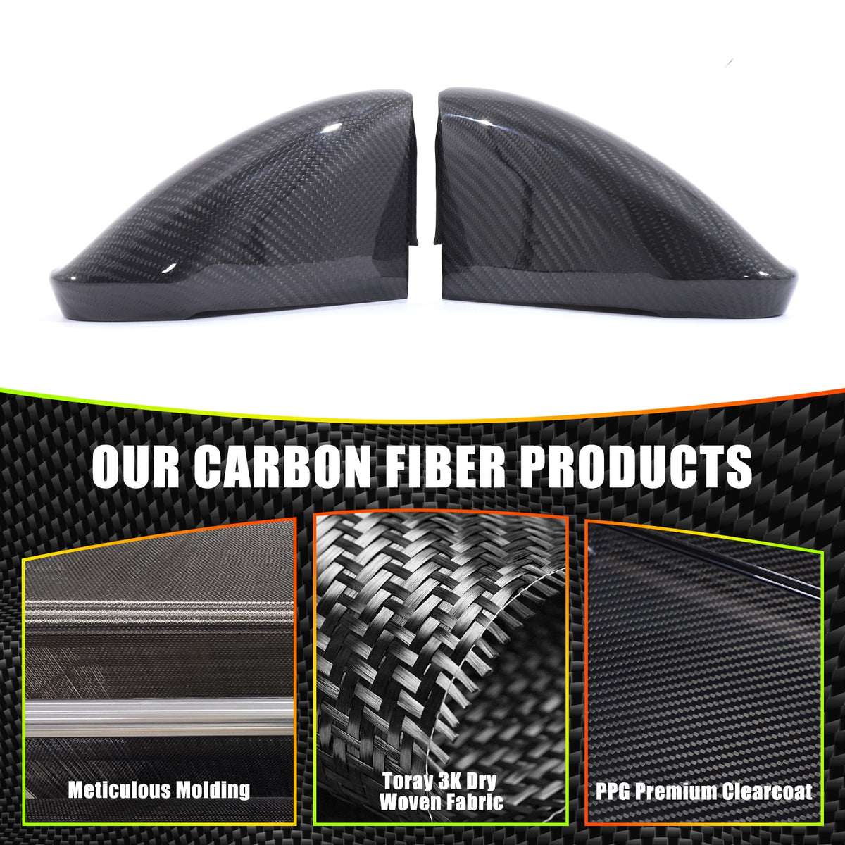 Real Carbon Fiber Exterior Side Mirror Cover Trim For Lamborghini URUS 2018-2024 2