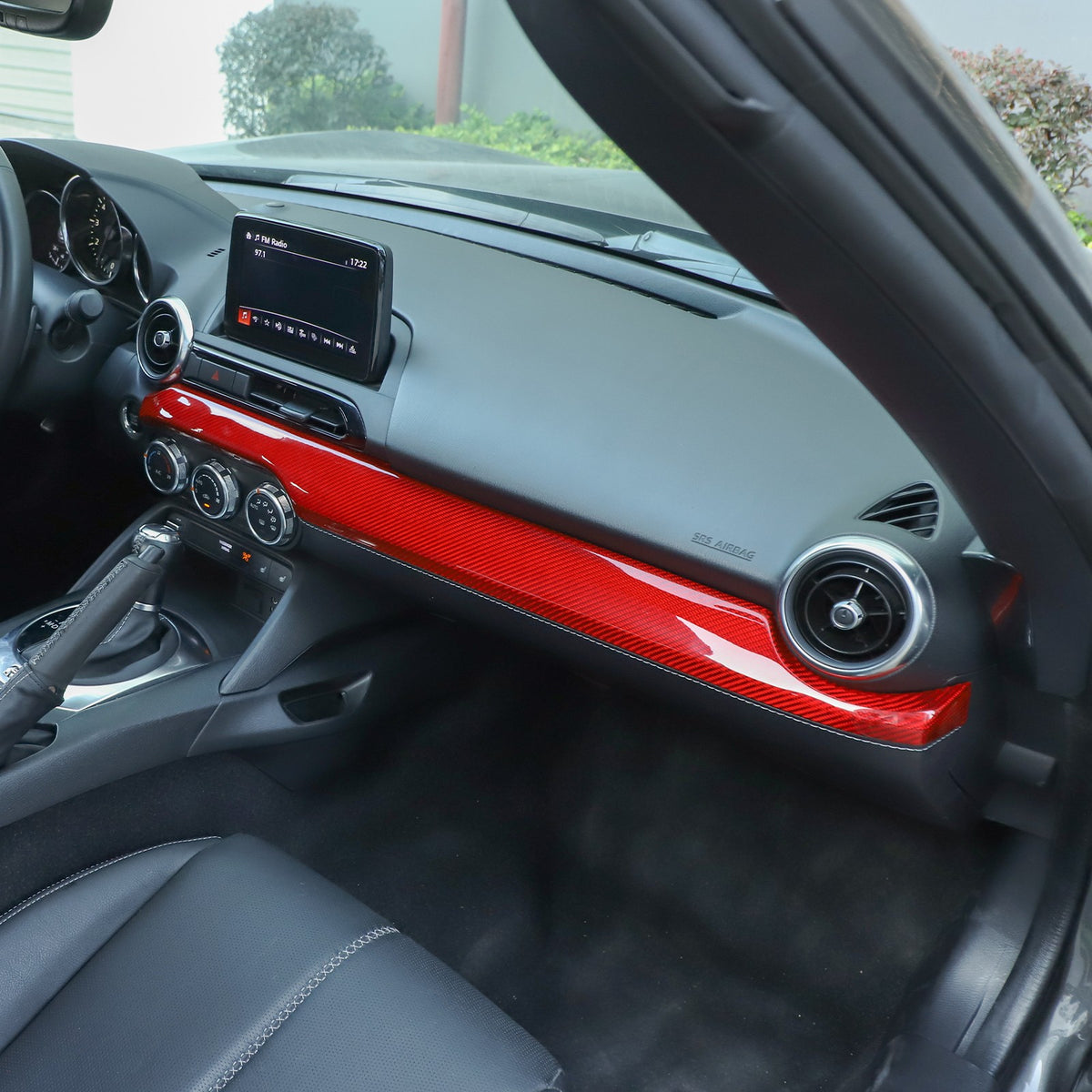 Red Real Carbon Fiber Dashboard Center Trim For Mazda MX-5 Miata 2016+ 20