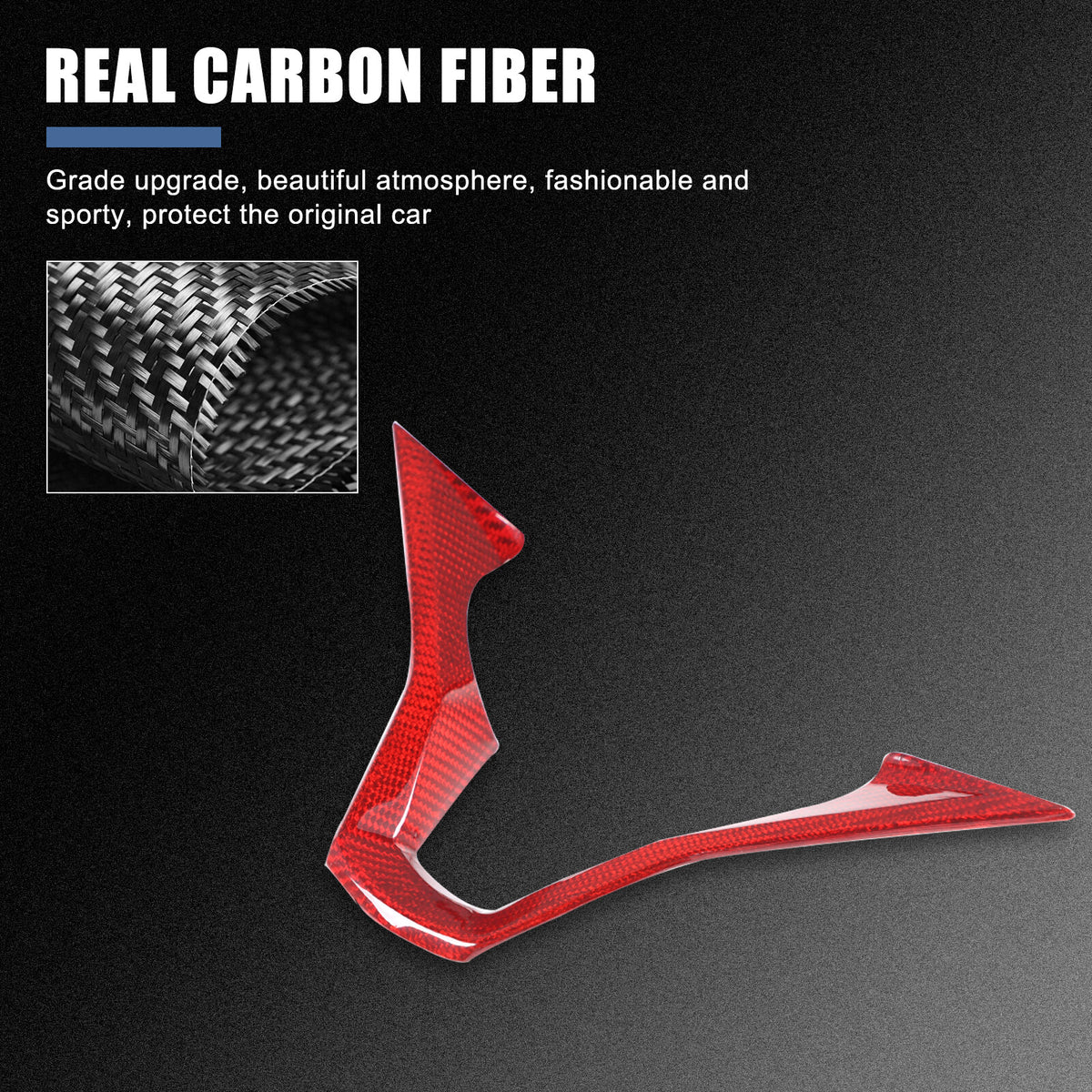 Red Real Carbon Fiber Steering Wheel Base Cover Trim For Cadillac Escalade 2021+ 19