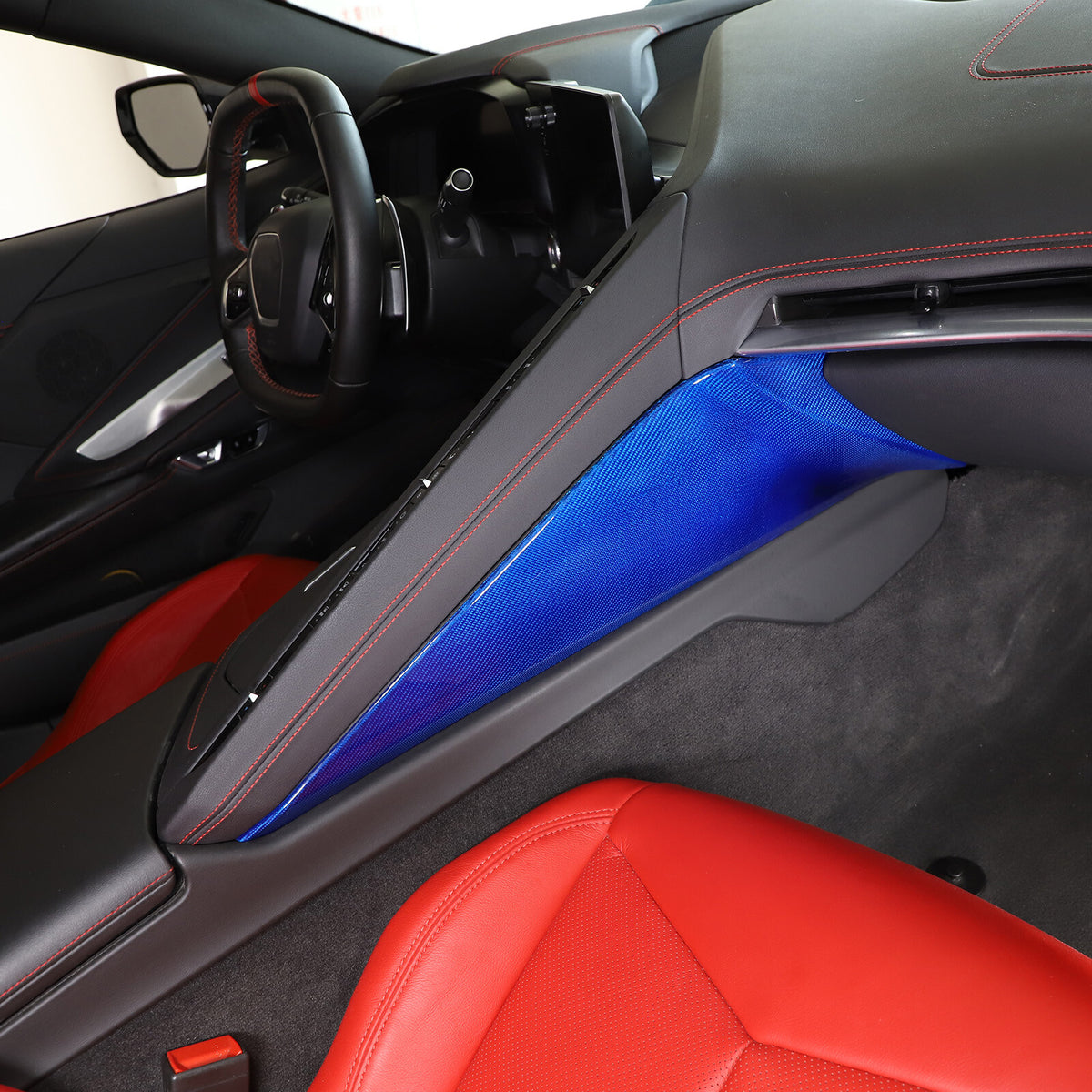 Blue Real Carbon Fiber Full Interior Set Decor Trim Kit for Corvette C8 20-25 - Variants 1-5 25