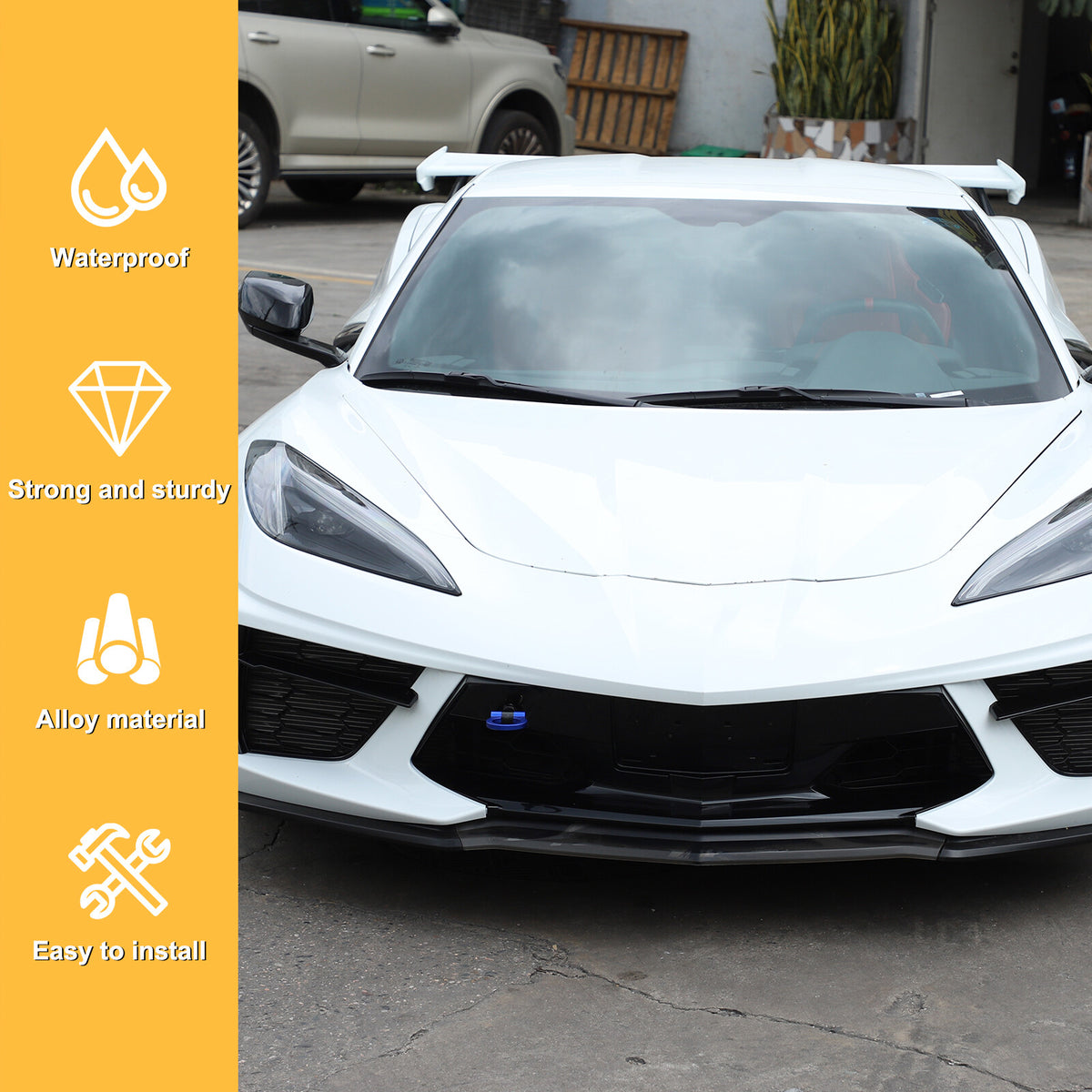 Front Bumper Trailer Track Racing Aluminum Tow Hook Ring For Corvette C8 20+ US 40