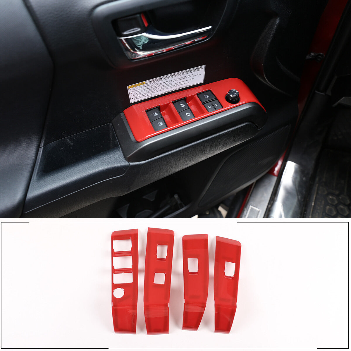 21PCS Red ABS Interior Central Control Decorative Trim For Toyota Tacoma 2016-20 5