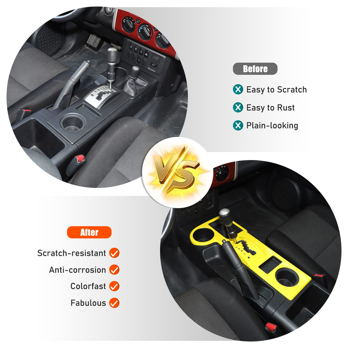 Yellow ABS Shift Panel Frame For Toyota FJ Cruiser 2007-2021 23