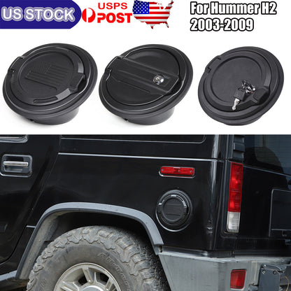 Locking Fuel Door Black Gas Tank Cap Cover Lock Key For Hummer H2 2003-2009 1