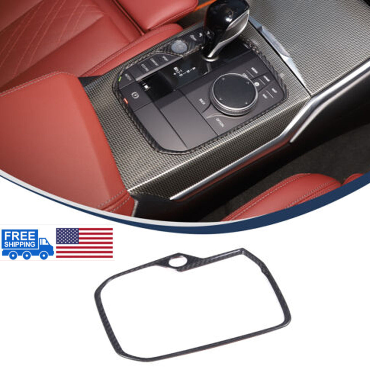 Dry Carbon Fiber Conosle Gear Shift Trim Frame Fits BMW X5 X6 X7 XM 2019-2023 US 1