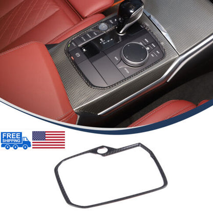 Dry Carbon Fiber Conosle Gear Shift Trim Frame Fits BMW X5 X6 X7 XM 2019-2023 US 1