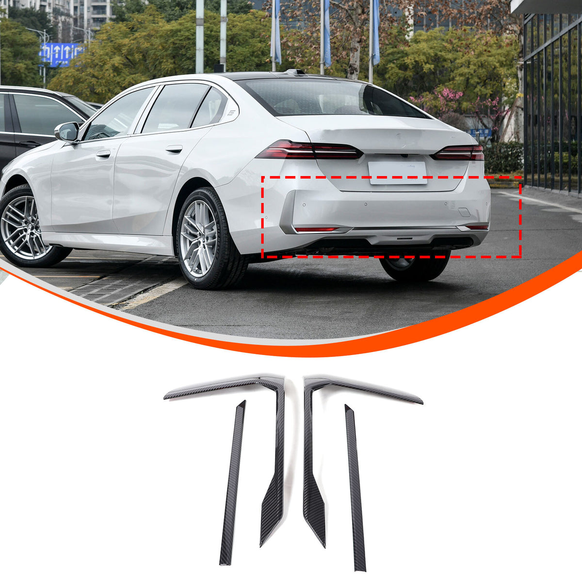 ABS Carbon Rear Bumper Taillight Fog Lamp Cover Trim For BMW 5 Series G60 i5 24+ 4