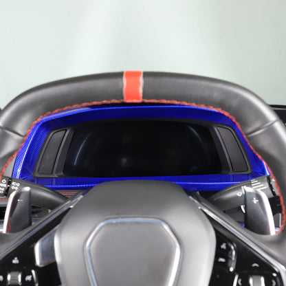 Blue Real Carbon Fiber Speedometer Instrument Trim For C8 Corvette 20-25 22