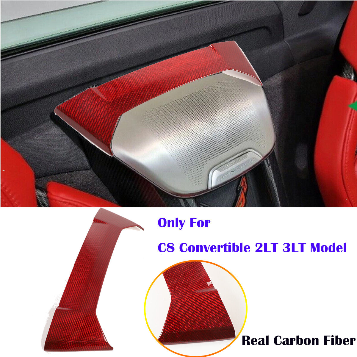 Red Real Carbon Fiber Full Interior Set Decor Trim Kit for Corvette C8 20-25 249