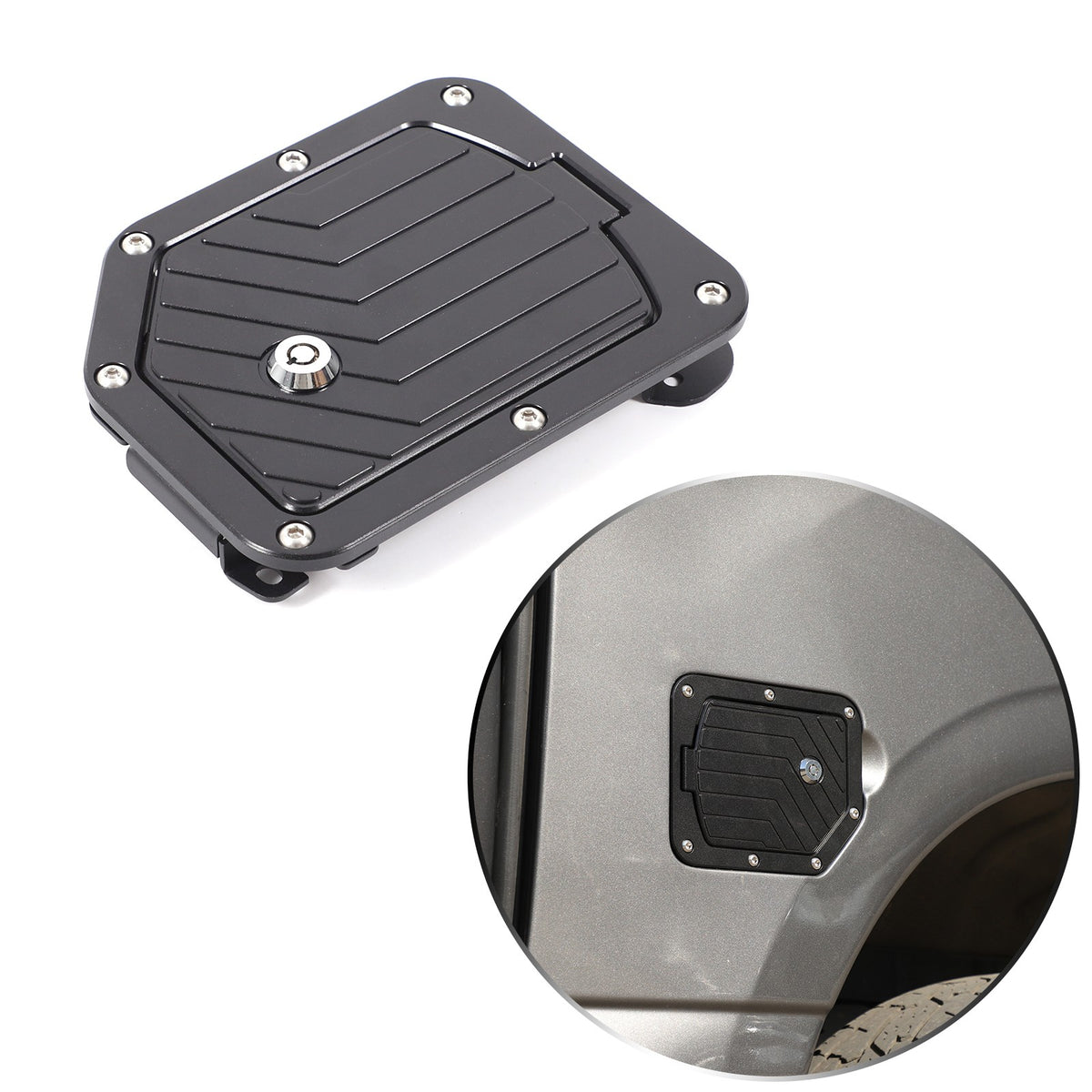 Black Aluminum Door Fuel Tank Cover W/ Lock Gas Cap Trim For Nissan Titan 16-23 18