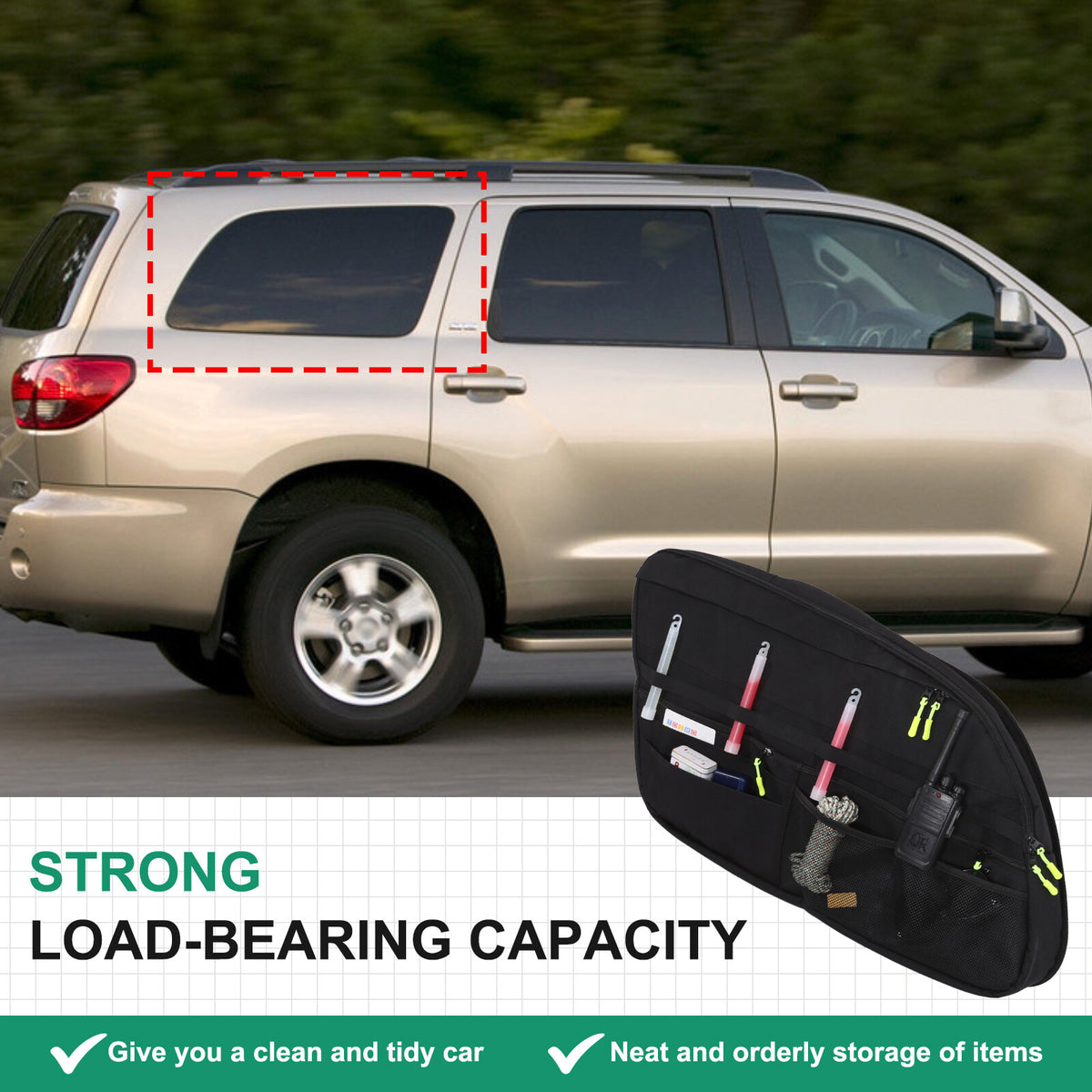 Rear Trunk Right Side Storage Bag Pockets Organizer For Toyota Sequoia 2007-2021 12