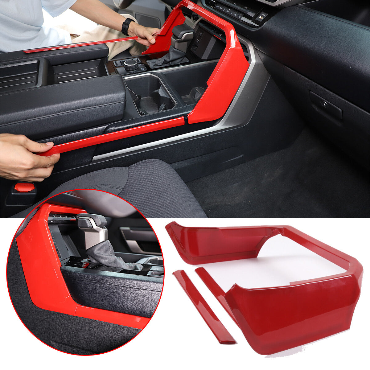 Sport Red ABS Center Console Gear Shift Outer Trim For Toyota Tundra/Sequoia 22+ 1