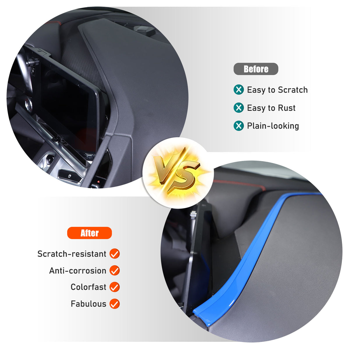 ABS Blue Interior Navigation Screen Rear Trim Cover For Corvette C8 2020-2025 23