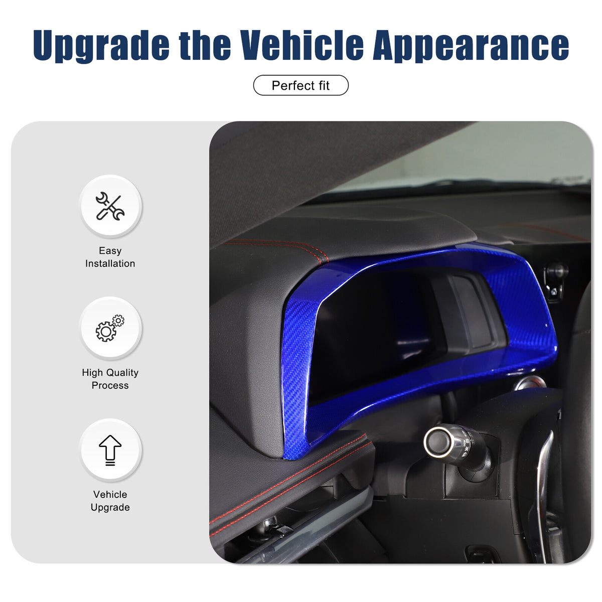 Blue Real Carbon Fiber Speedometer Instrument Trim For C8 Corvette 20-25 10