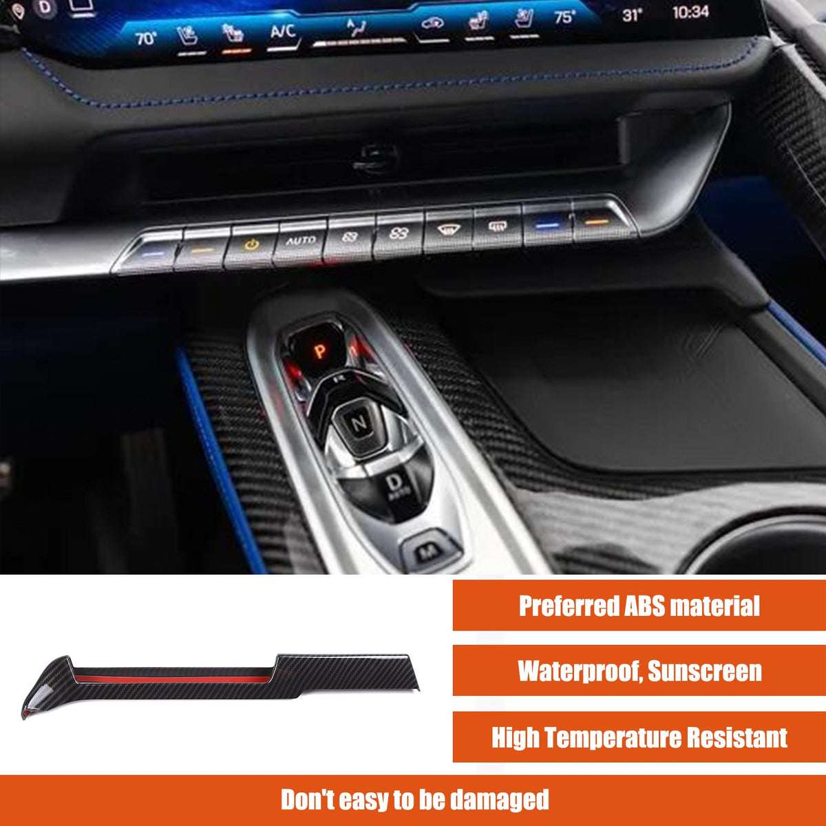 Carbon Fiber ABS Center Console Shift Panel Trim Set For Corvette C8 2026+ 45