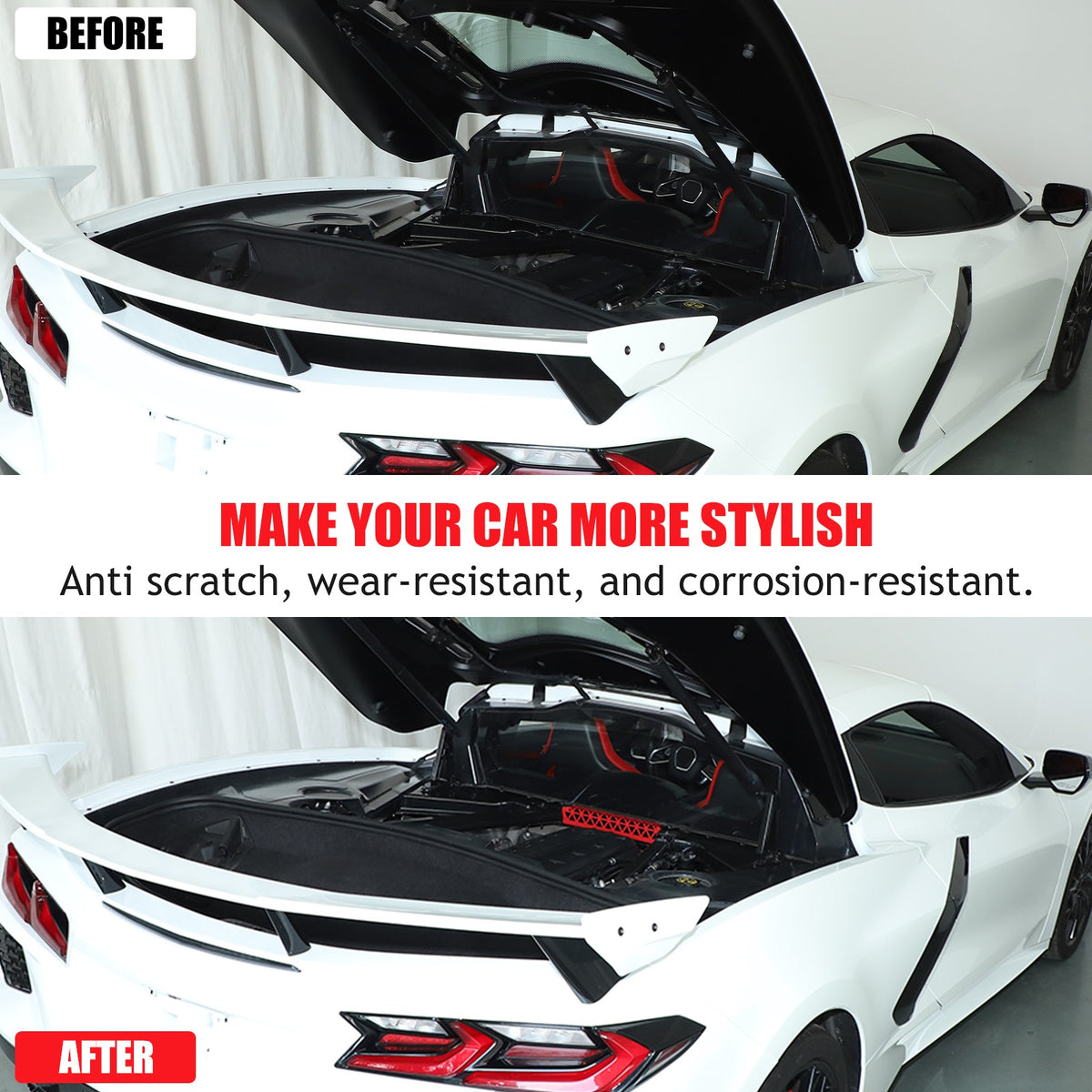 Red Aluminum Engine Bay Strut Bar Connecting Trim Cover For Corvette C8 2020+ 18