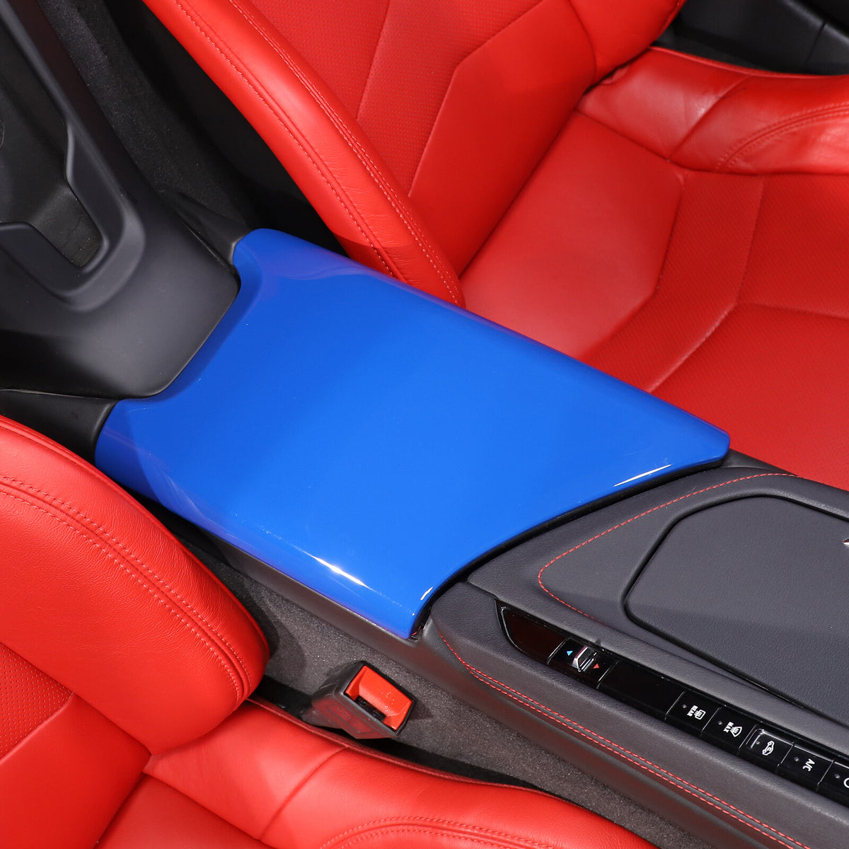 Dark Blue Console Armrest Box Lid Covers For C8 Corvette Stingray Z06 Z51 20-26 1