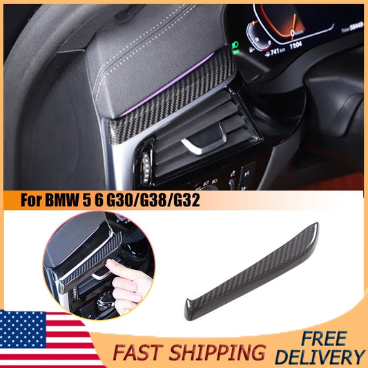 Real Carbon Fiber Center Left Air Vent Upper Trim For BMW 5 6 G30/G38/G32 US 1