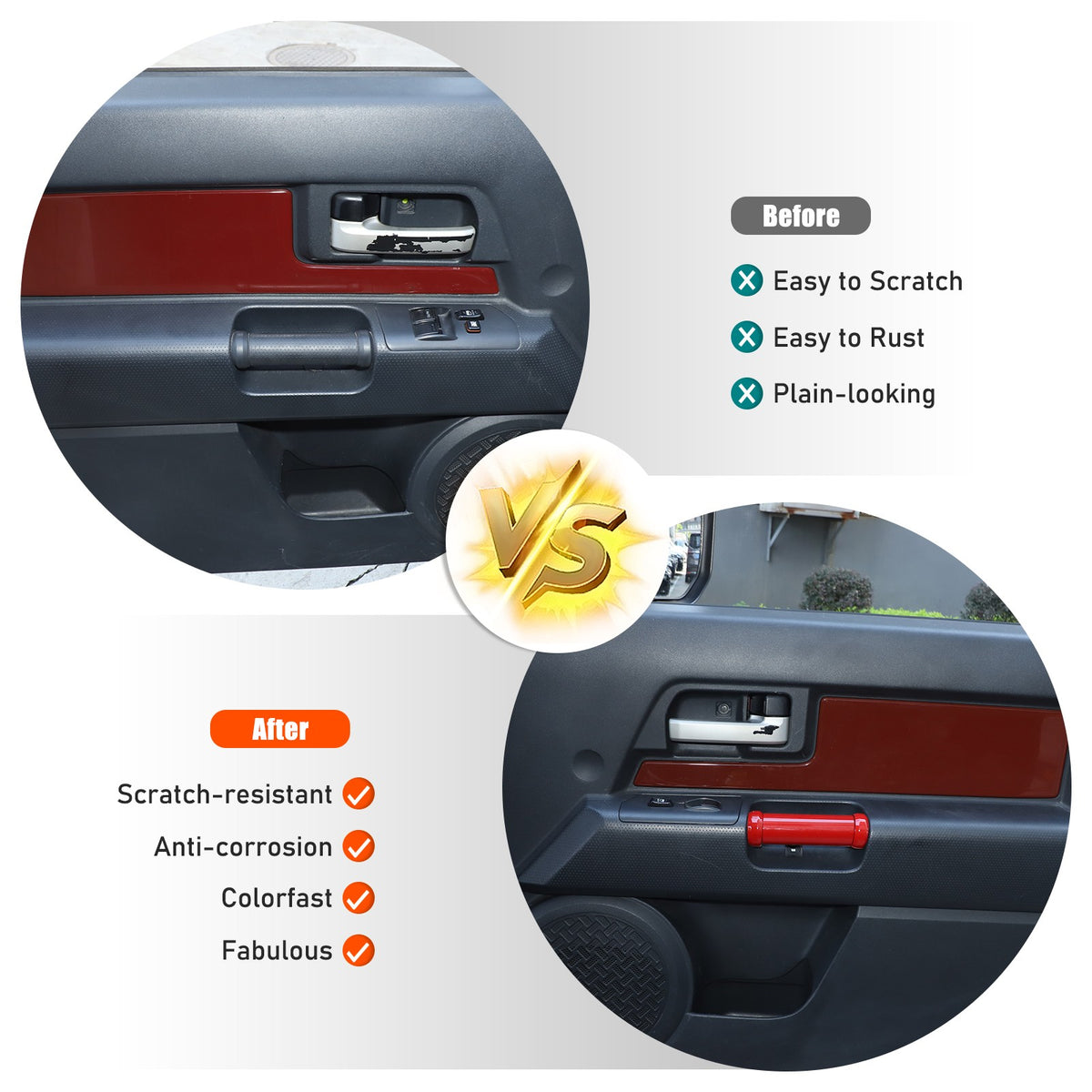 Sport Red Interior Door Panel Handle Trim Cover For Toyota FJ Cruiser 07-21 US 17