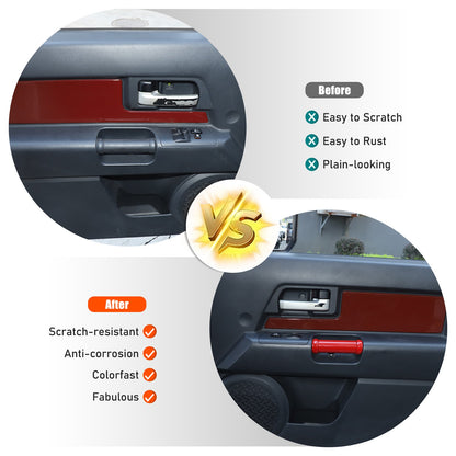 Sport Red Interior Door Panel Handle Trim Cover For Toyota FJ Cruiser 07-21 US 17