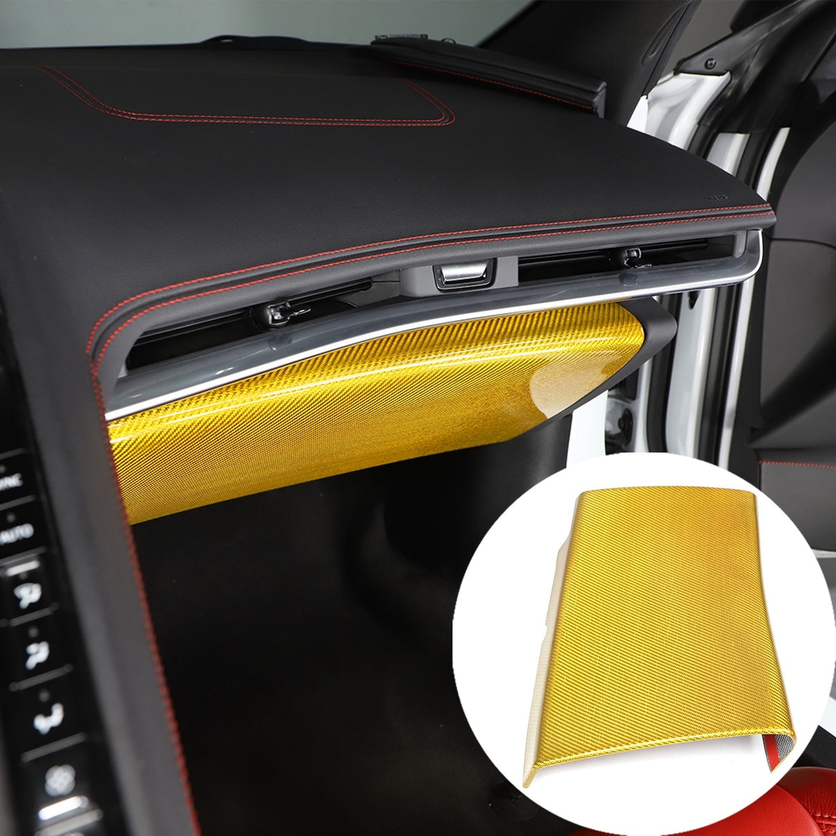 Yellow Carbon Fiber Co-pilot Storage Glove Box Trim For Corvette C8 2020-26 6
