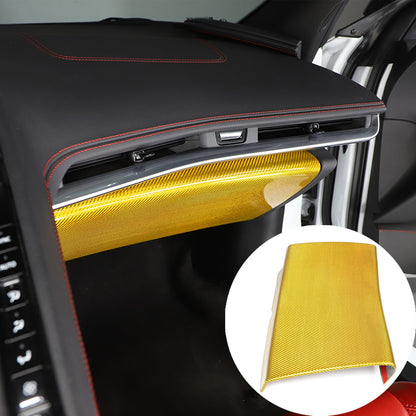 Yellow Carbon Fiber Co-pilot Storage Glove Box Trim For Corvette C8 2020-26 6