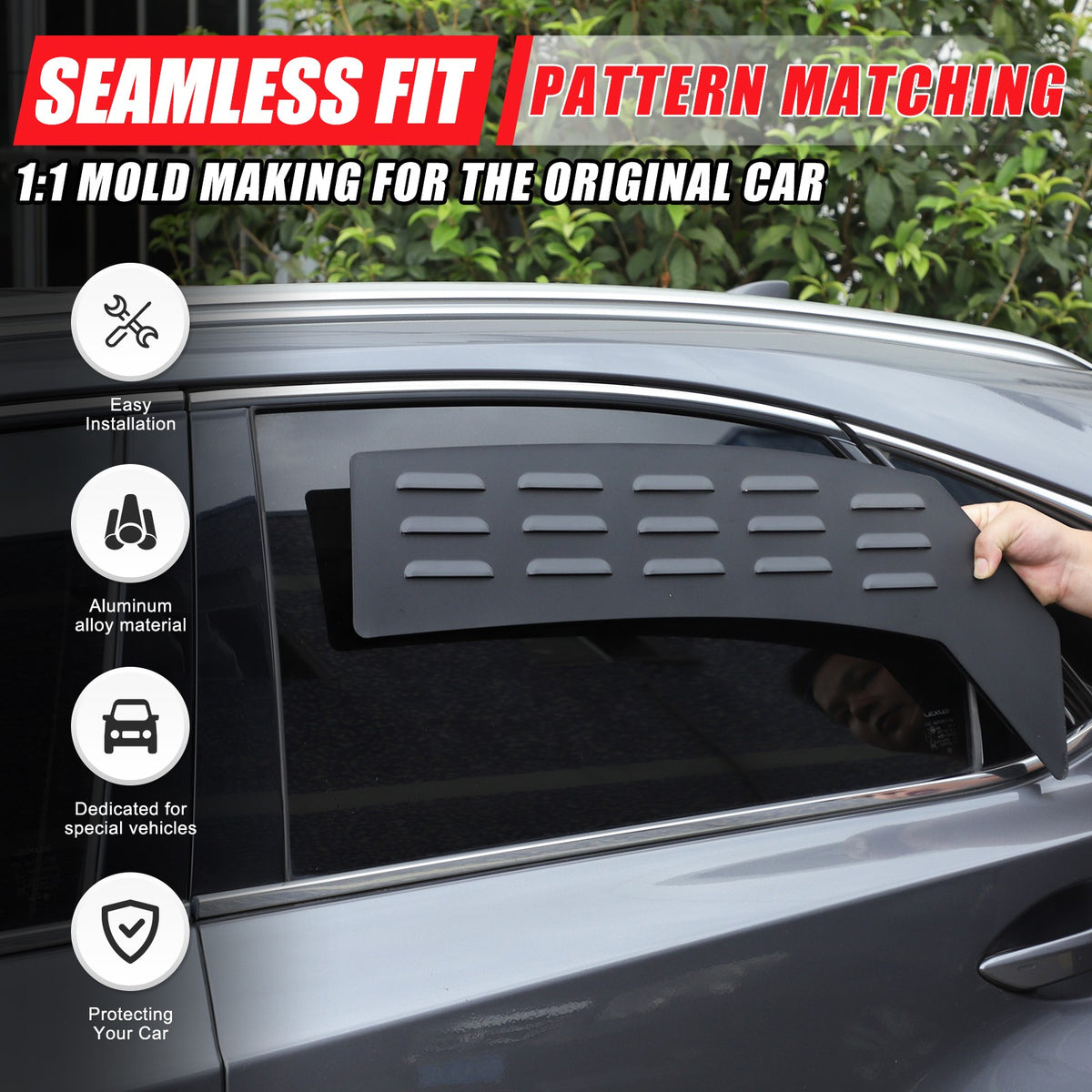 Aluminum Rear Door Window Louver Air Vent Panel Trim Cover For Lexus NX 2015+ 21