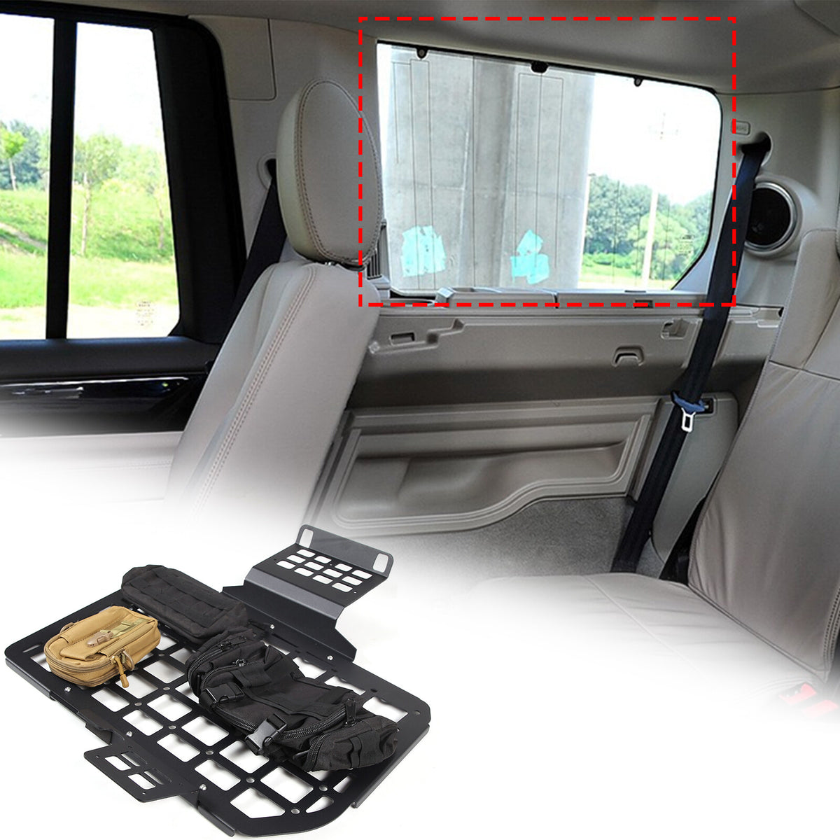 Rear Side Window MOLLE Storage Flank Panel For Land Rover Discovery LR3 LR4 L319 14