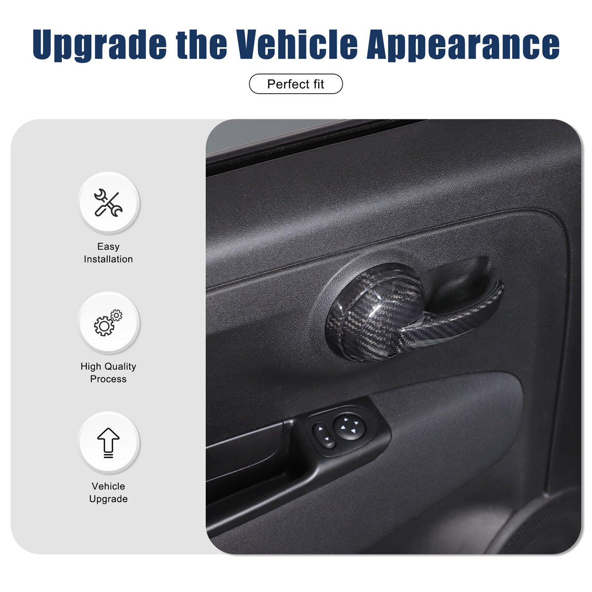 Real Carbon Fiber Interior Door Handle Trim For Fiat 500 Abarth 595 695 2010+ 4