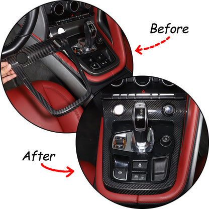 Real Carbon fiber Center Console Gear Shift Panel Trim for Jaguar F-type 13-22 2