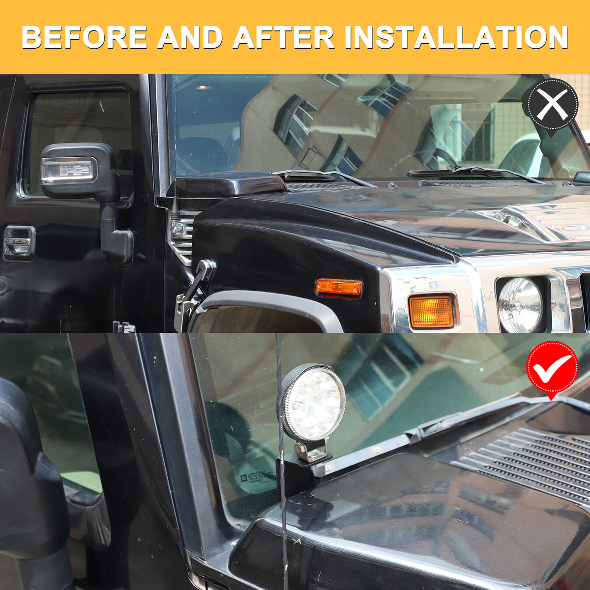 Steel Hood Light Mount Bracket For Hummer H2 2003-2009 8