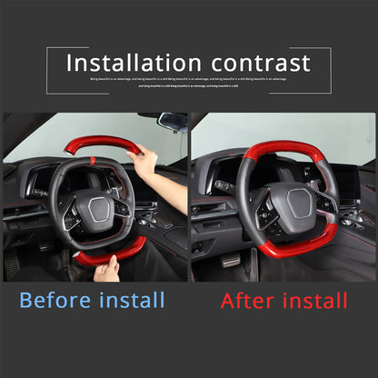 Red Real Carbon Fiber Steering Wheel Top Handle Cover Trim For C8 Corvette 20-26 15