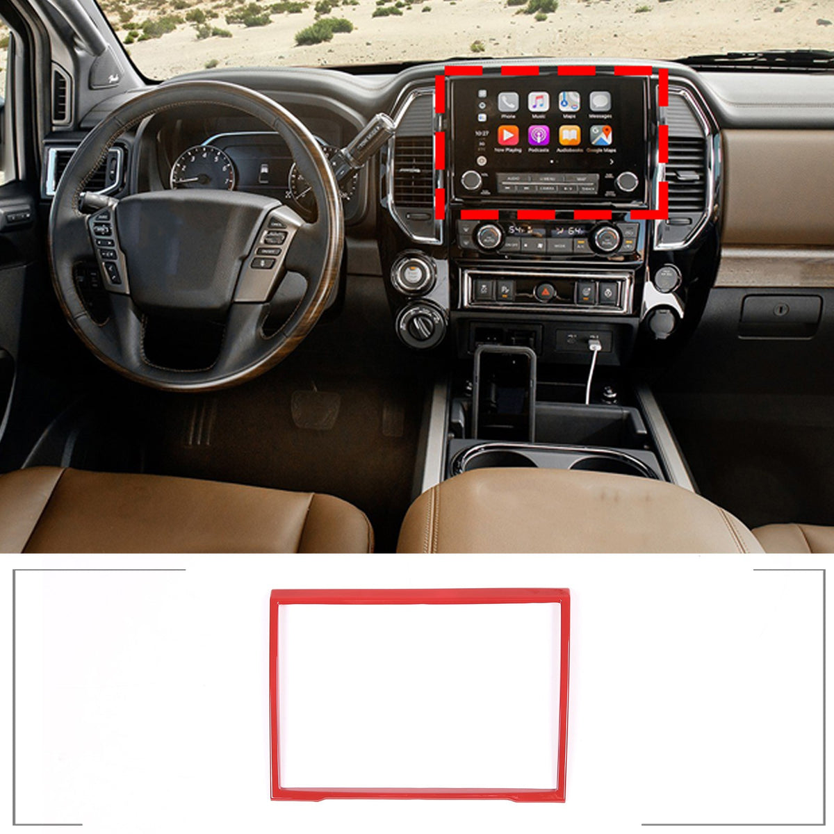 11PCS Red ABS Dashboard Center Console Trim Cover Set for Nissan Titan 2016-23 21